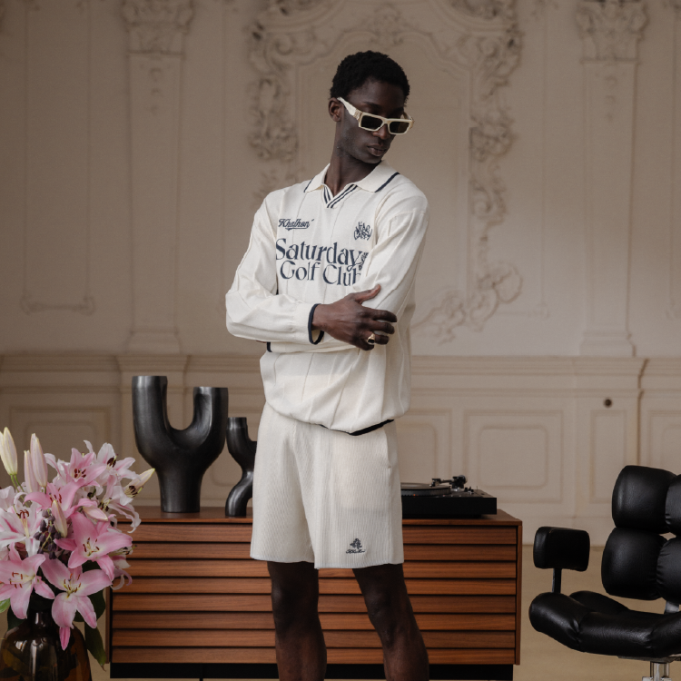 (CREAM) KAHLHON x VIBECADDY "Saturday Golf Club" KNIT  _512800302